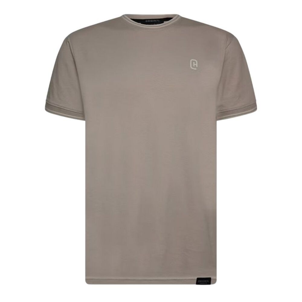 Crosshatch Mens Preece Contrast Striped T-Shirt / Light Stone